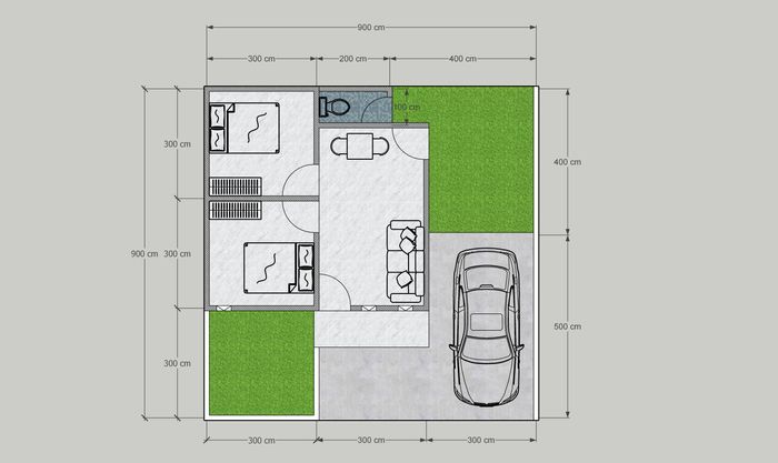 foto denah rumah tipe 36/80 perumahan BUANA RESIDENCE