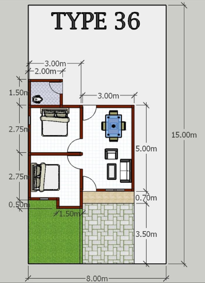 foto denah rumah tipe 36 / 2022 perumahan Karya Makmur Residence