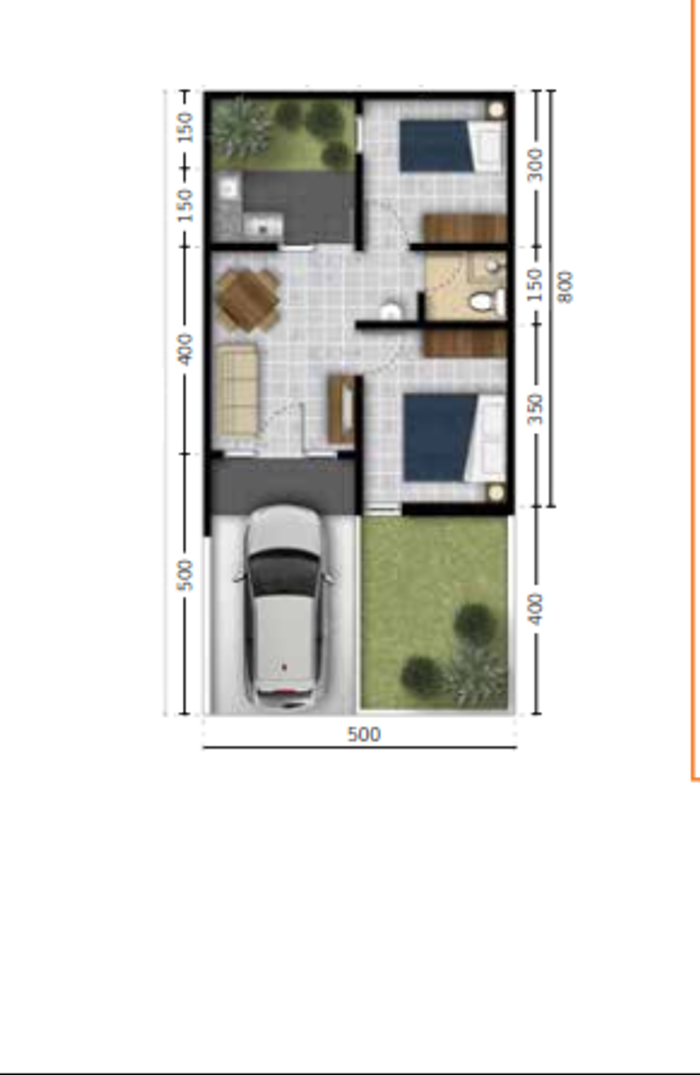 foto denah rumah tipe 41/80 perumahan BUMI ADIPURA CLUSTER TULIP TAHAP 6