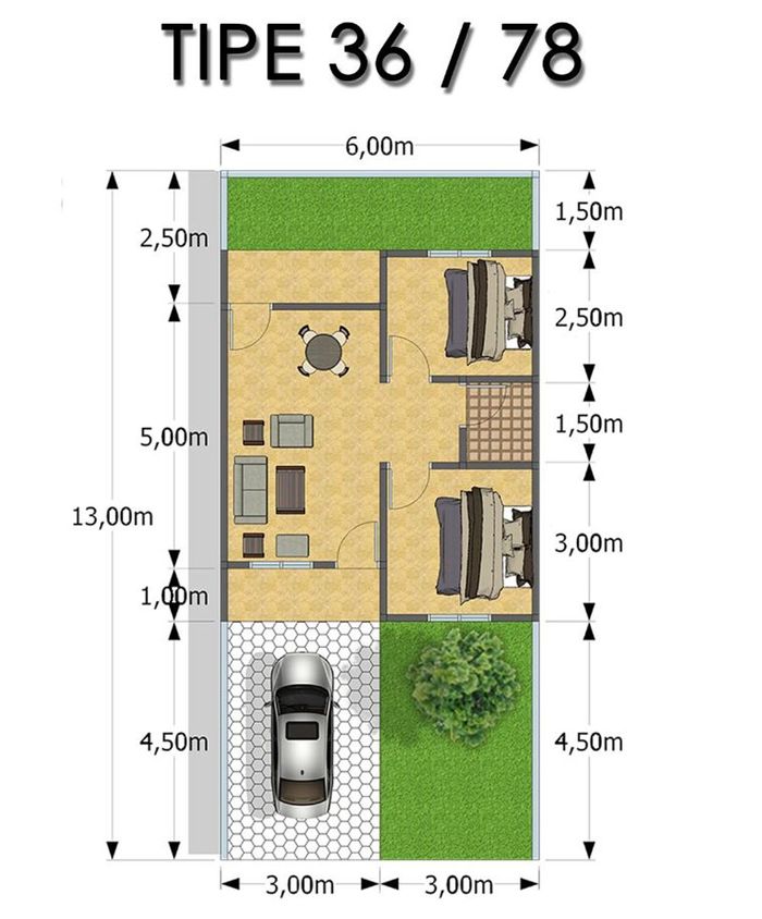 foto denah rumah tipe 36 perumahan FAIZ SABILAL RESIDENCE FASE 2