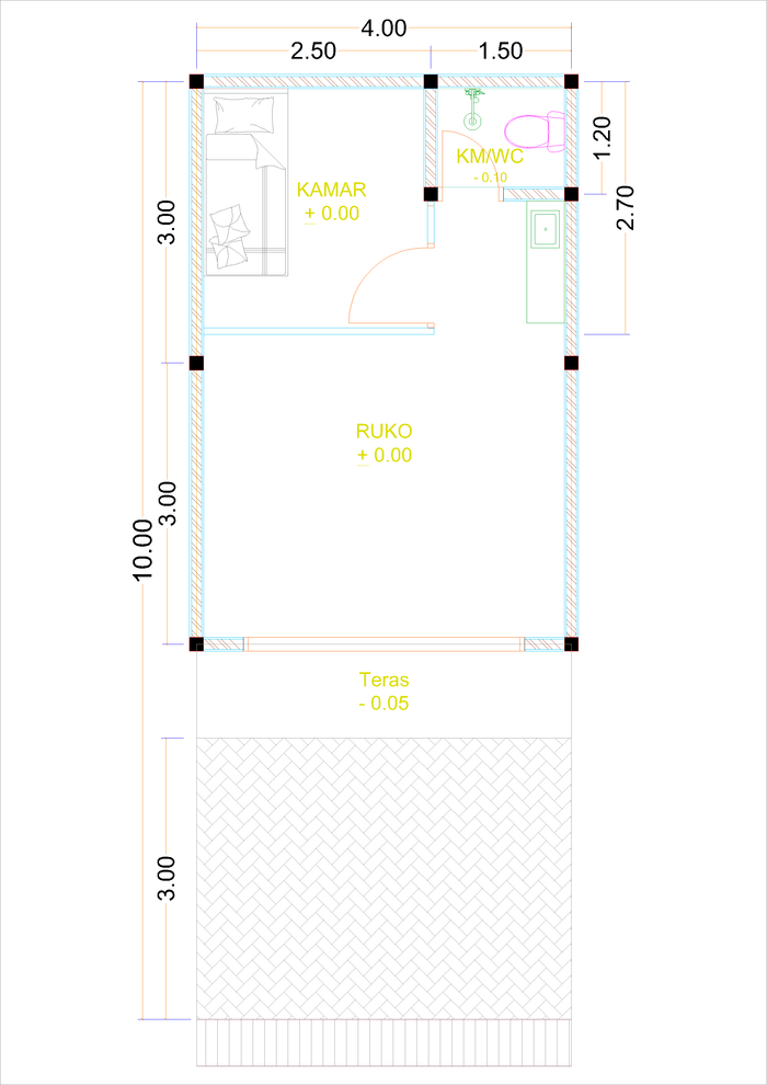 foto denah rumah tipe Ruko Kaka Tua-1, 3 & 5 perumahan Kepuren Residence (Kepuren)