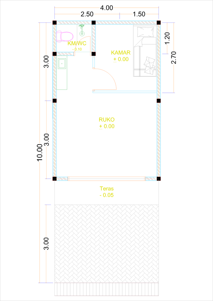 foto denah rumah tipe Ruko Kaka Tua-2, 4, & 6 perumahan Kepuren Residence (Kepuren)