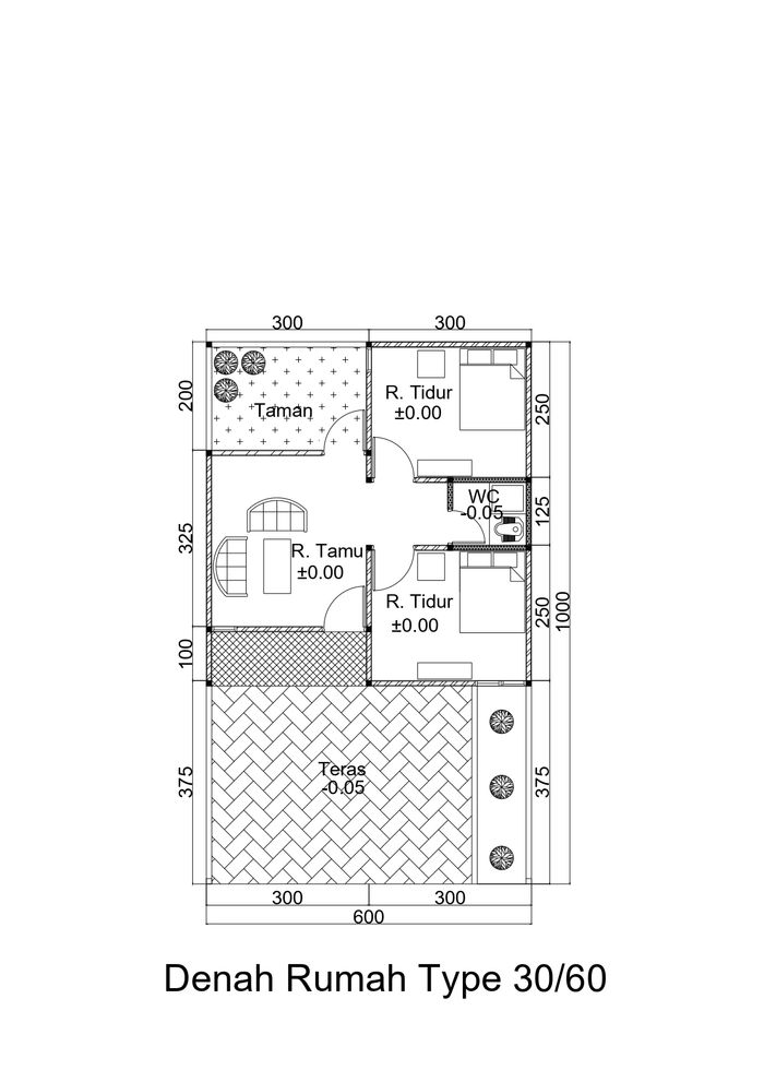 foto denah rumah tipe 30/60 perumahan PERUMAHAN MUTIARA GARDEN 1