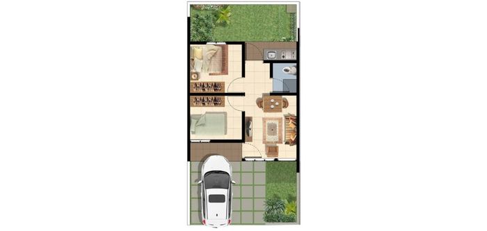 foto denah rumah tipe ISMAYA 39/72 (JUNI 22) perumahan Cluster Sriwijaya - Darmawangsa Residence Bekasi