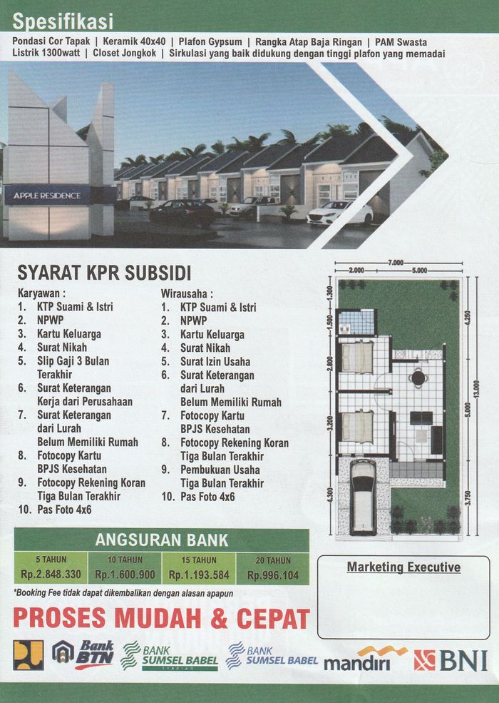 foto denah rumah tipe 36 perumahan PERUMAHAN APPLE RESIDENCE
