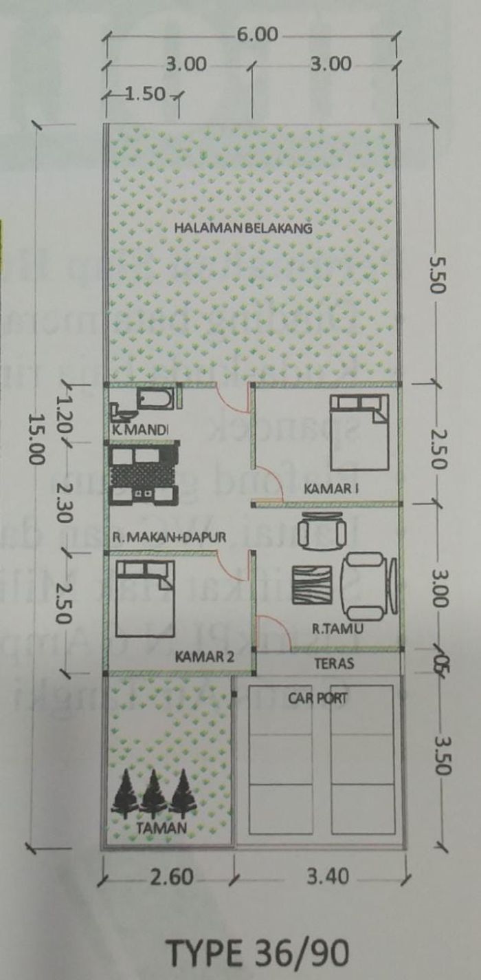 foto denah rumah tipe 36 perumahan Ifolia