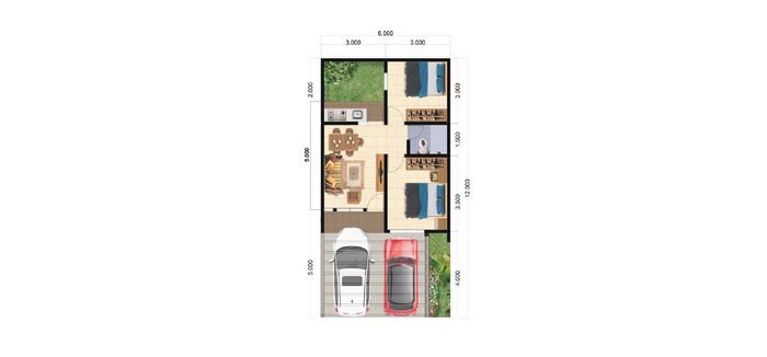 foto denah rumah tipe CASA JARDIN LAMUDI 39/142 (JUNI 22) perumahan PANJIBUWONO RESIDENCE