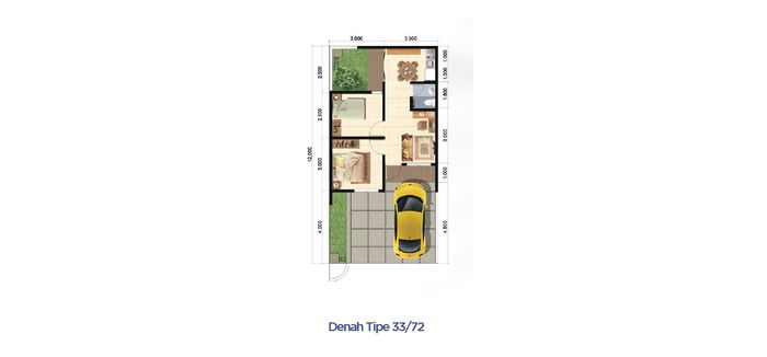 foto denah rumah tipe MAJAPAHIT 33/72 (JUNI 22) perumahan PANJIBUWONO RESIDENCE