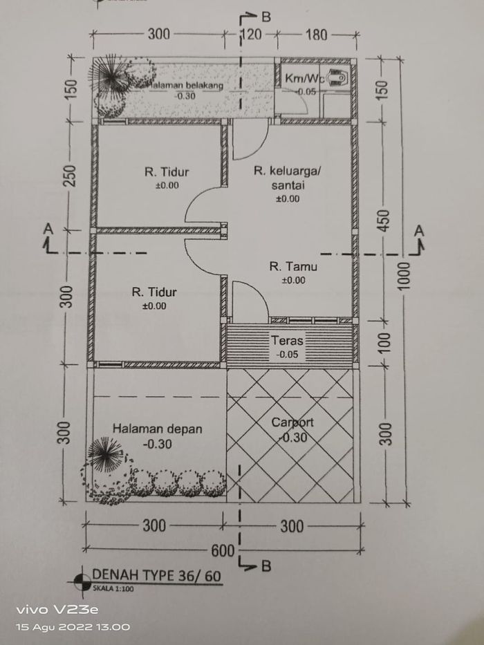 foto denah rumah tipe 36/60 perumahan Safira regency sampang II