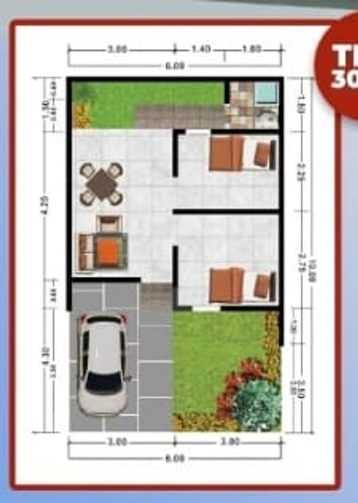 foto denah rumah tipe 30/60 perumahan Puri harmoni indah