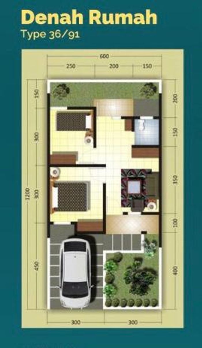foto denah rumah tipe 36 perumahan SANDIRA RESIDENCE