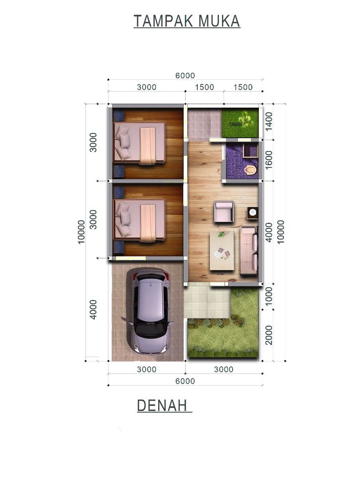 foto denah rumah tipe 30/60 perumahan Grand Sutera Sukaraja