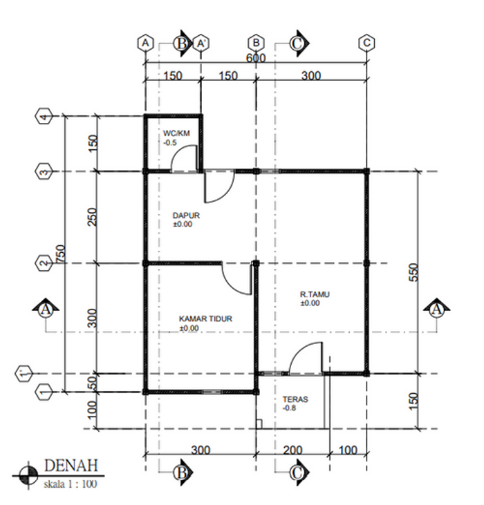 foto denah rumah tipe 36/170 perumahan Mulia Residence