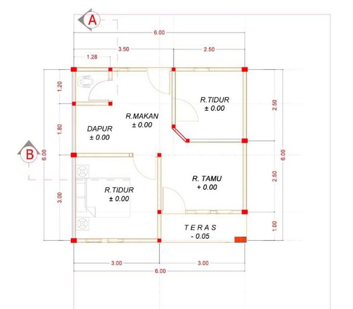 foto denah rumah tipe 36+ perumahan Griya Langgam 2 Tahap 2