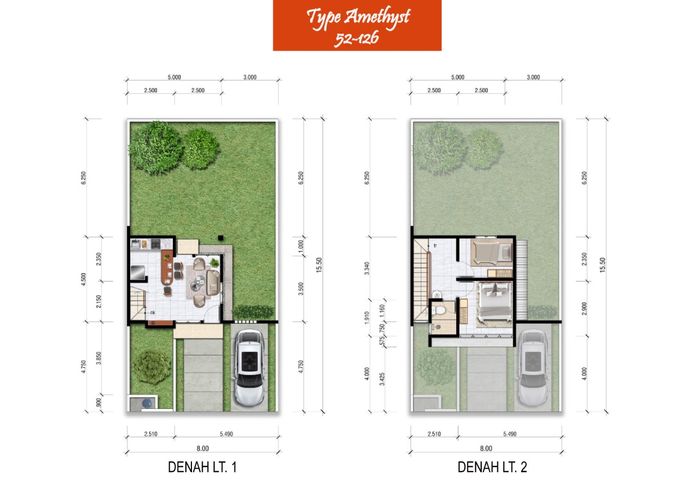 foto denah rumah tipe Amethyst perumahan Permata Arcadia