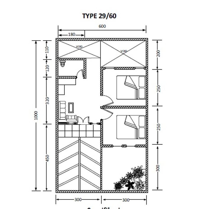 foto denah rumah tipe 29/60 perumahan Green Emerald Parung Kuda