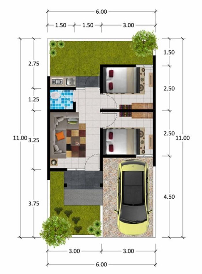 foto denah rumah tipe 33 perumahan Grand Maksoem Village 2