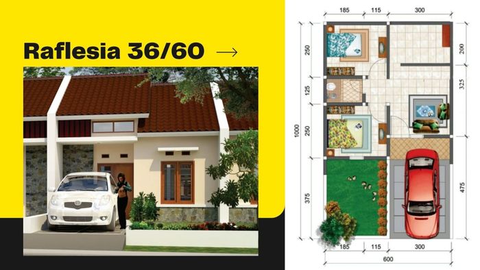 foto denah rumah tipe RAFLESIA 36 perumahan GRAND MAHKOTA