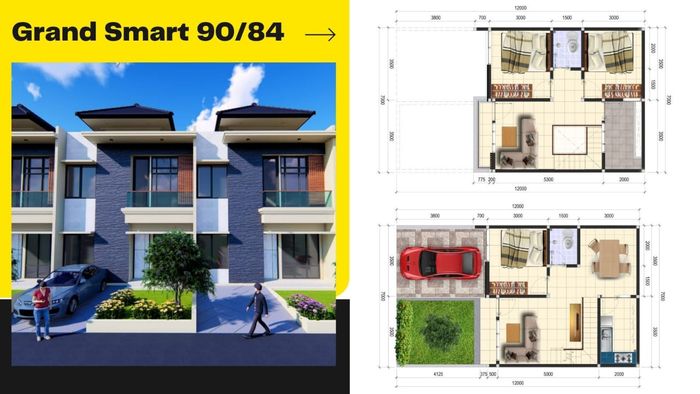 foto denah rumah tipe GRAND SMART 90/84 perumahan GRAND MAHKOTA