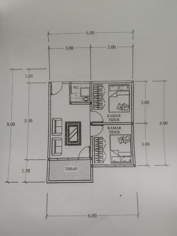 foto denah rumah tipe 36 perumahan Perumahan Green farensa 7 thp 1