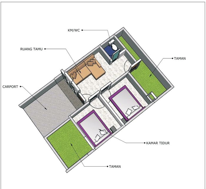 foto denah rumah tipe 33 perumahan GREEN ZHAFIRA RESIDENCE