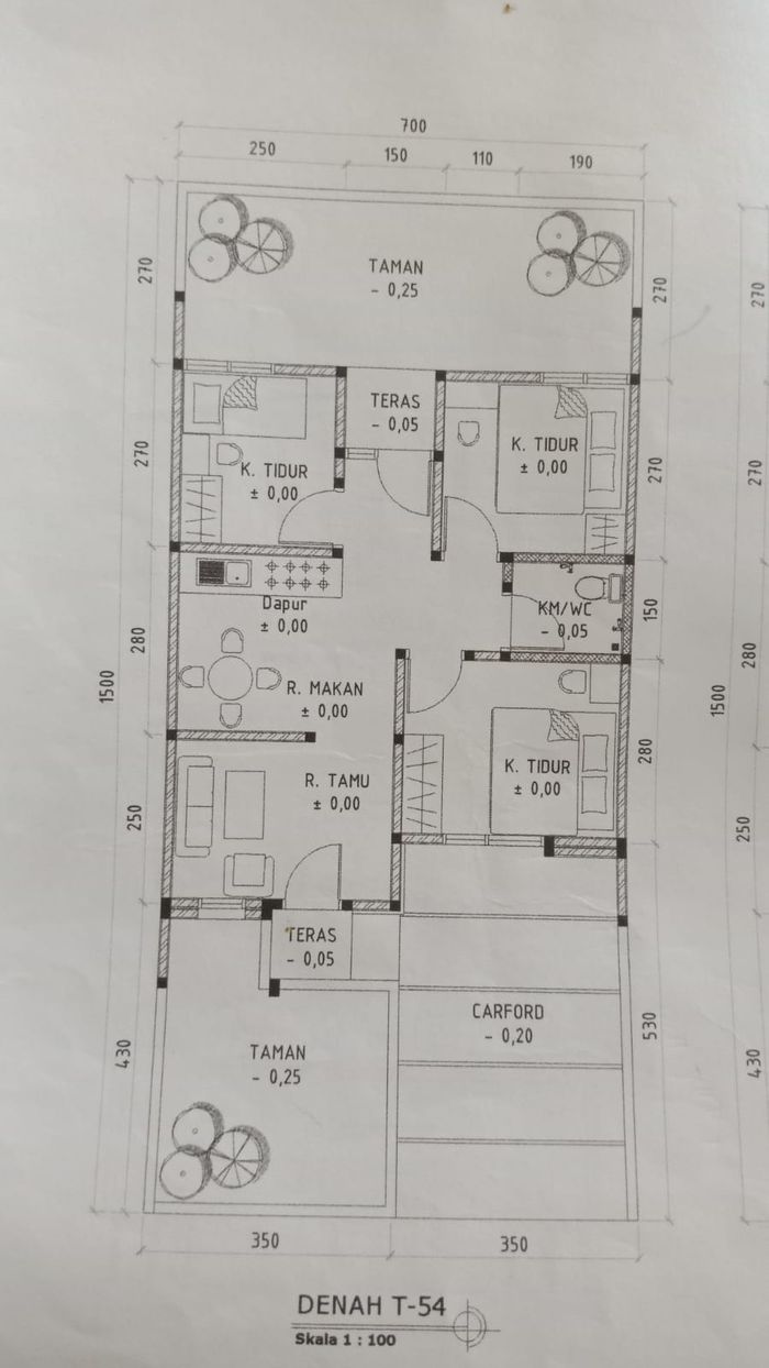 foto denah rumah tipe 54 perumahan VILLA MUTIARA