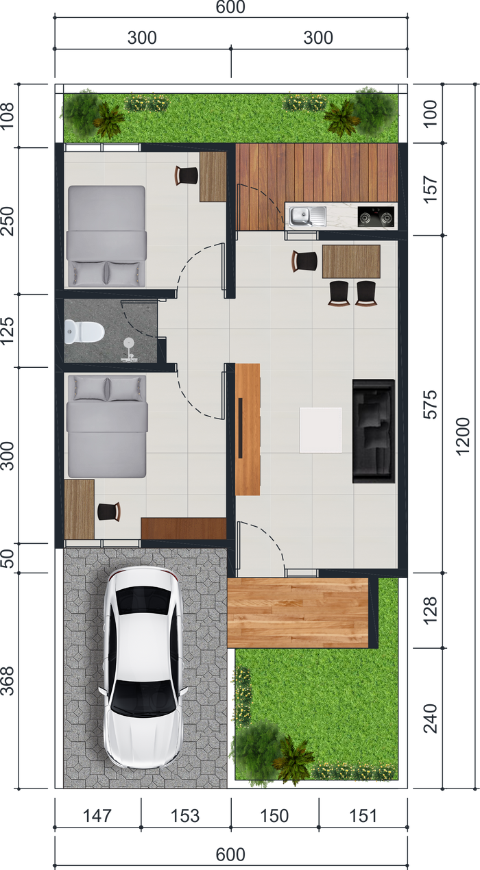 foto denah rumah tipe 36/72 Subsidi perumahan Cibenda Residence