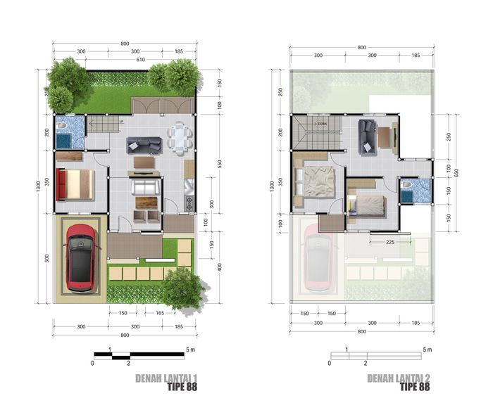 foto denah rumah tipe 88/104 perumahan GRAND AZALEA BOULEVARD