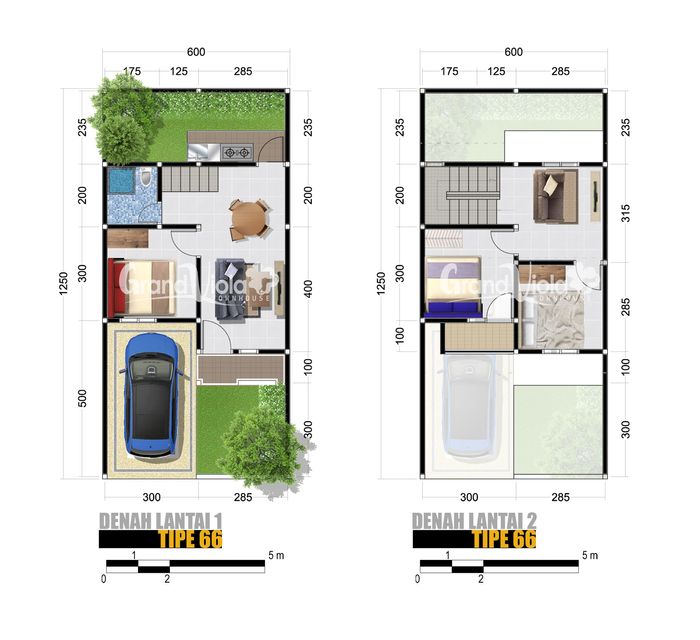 foto denah rumah tipe 66/71 perumahan GRAND VIOLA TOWN HOUSE