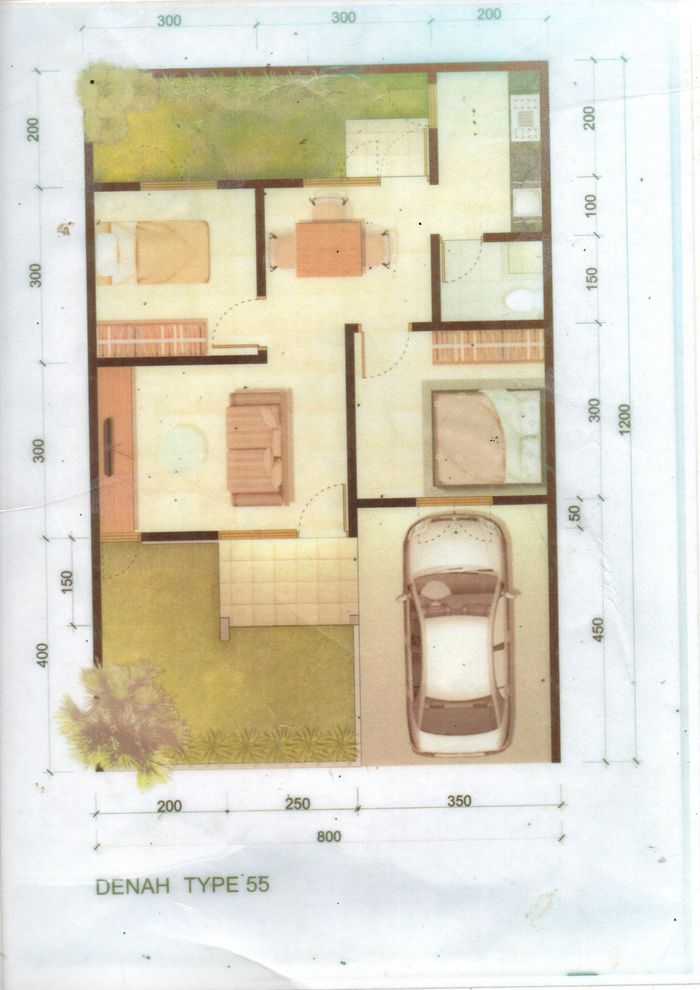 foto denah rumah tipe 55/96 perumahan Royal Garden