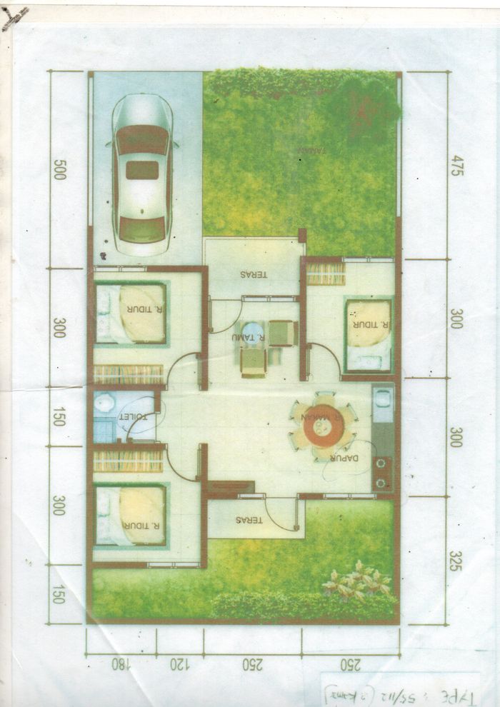 foto denah rumah tipe 55/112 perumahan Royal Garden