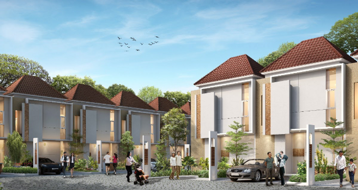 foto tampak rumah tipe 69 (936) LT 90 perumahan Greenland Healthful Living
