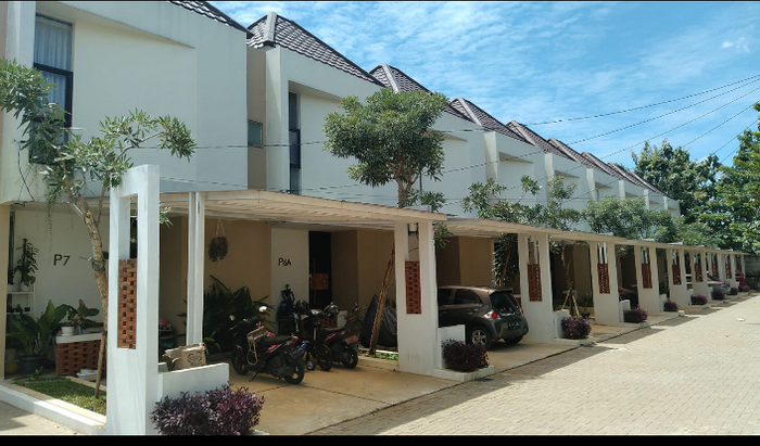 foto tampak rumah tipe 56 (804) Lt 120 perumahan Greenland Healthful Living