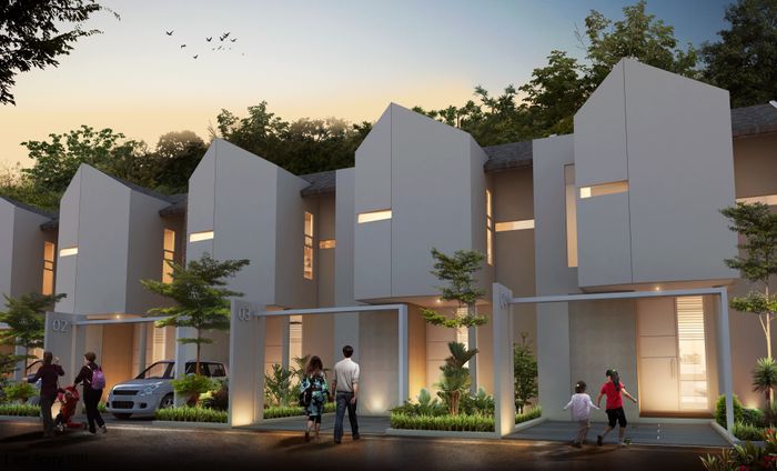 foto tampak rumah tipe 45 (508) Lt 66 perumahan Greenland Forest Hill