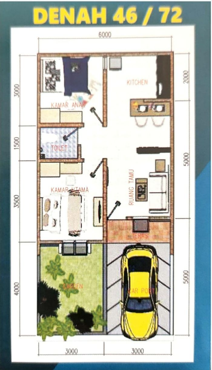 foto tampak rumah tipe GS 46/72 perumahan GRAND MAHKOTA