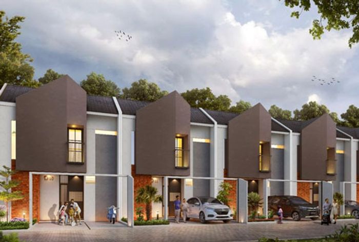 foto tampak rumah tipe 54 (741) Lt 77 perumahan Greenland Forest Hill