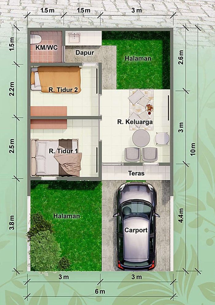 foto denah rumah tipe SUBSIDI perumahan LOGAM BANGUN SETIA-2 TAHAP 4