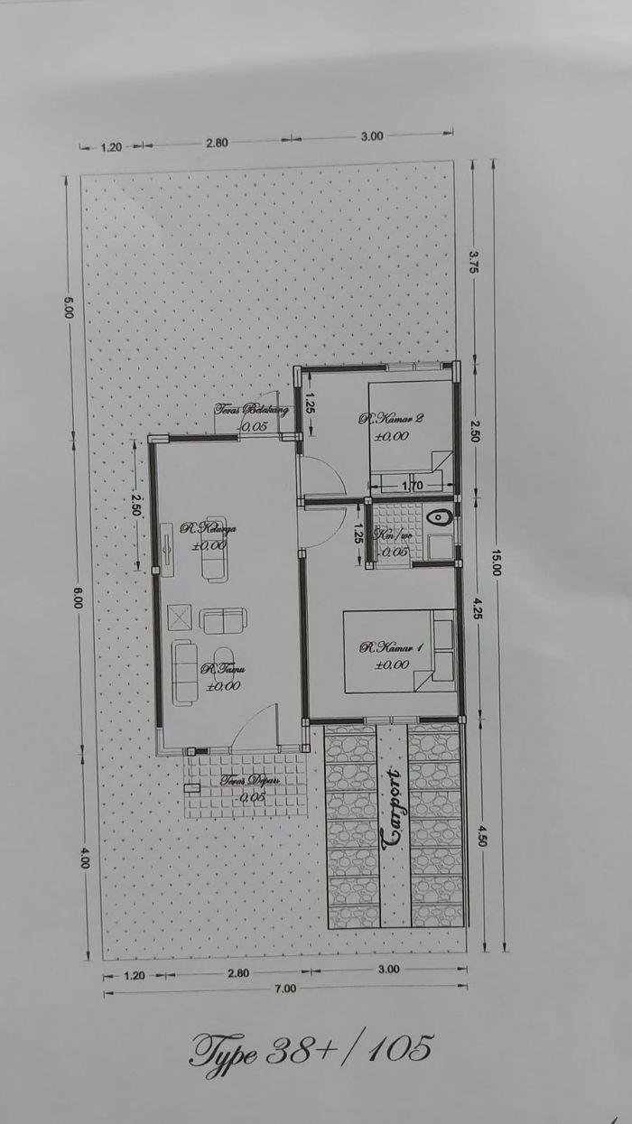 foto denah rumah tipe 38 perumahan SAFARAZ TOWN HOUSE