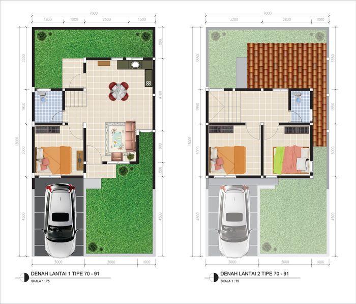 foto denah rumah tipe FRANCO perumahan Green Pilar Asri