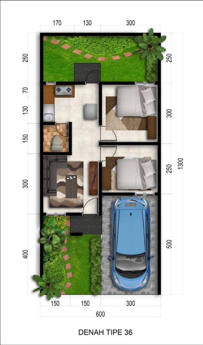 foto denah rumah tipe 45 perumahan Karangduren Regency