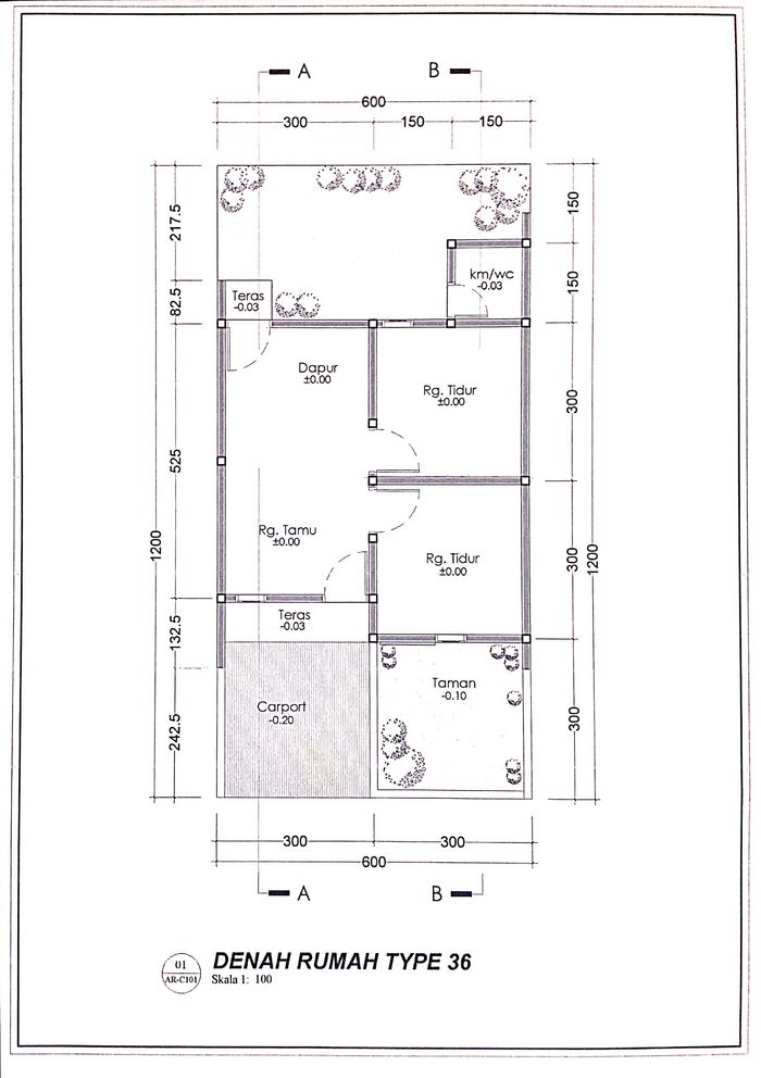 foto denah rumah tipe 36/72 perumahan GRIYA LERANG LERANG 2