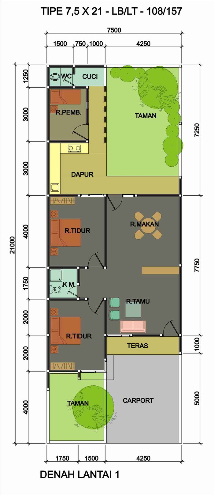 foto denah rumah tipe AMETHYST perumahan PAKAL MADYA INDAH