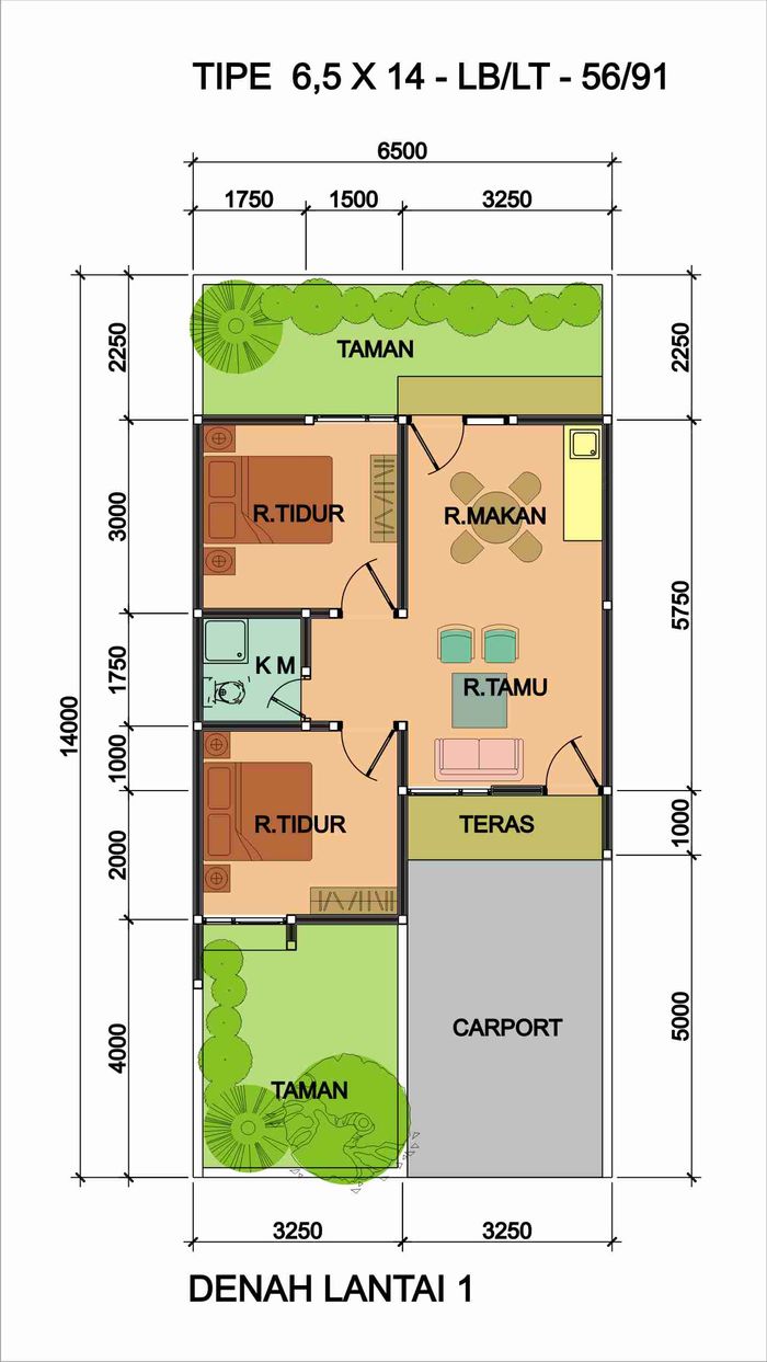 foto denah rumah tipe TOPAZ perumahan PAKAL MADYA INDAH