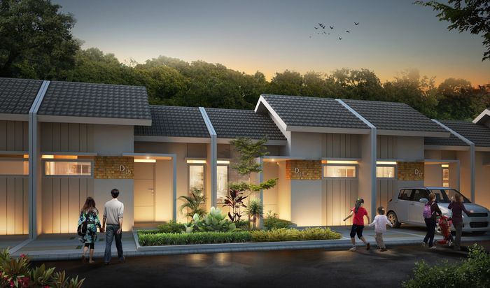 foto tampak rumah tipe 24 (235.9) Lt 60 perumahan Greenland River Villa