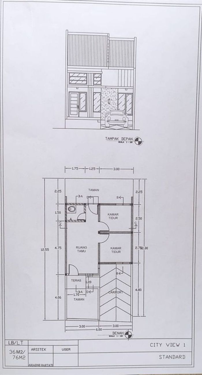 foto denah rumah tipe 36 perumahan CITY VIEW BLOK E II