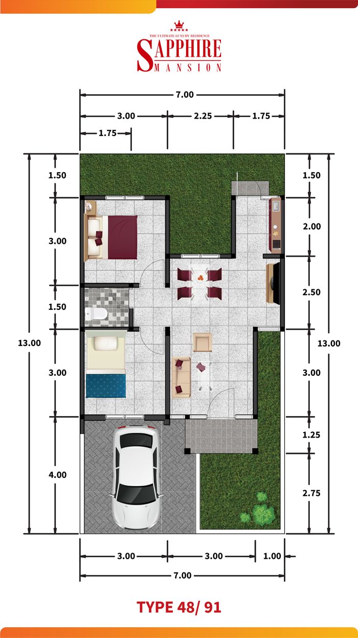 foto denah rumah tipe C5 perumahan SAPPHIRE MANSION