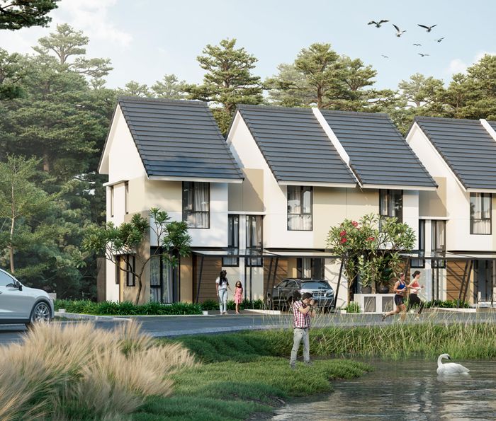 foto tampak rumah tipe CLOVER 622,71 perumahan Mutiara Gading City Cluster Okwood