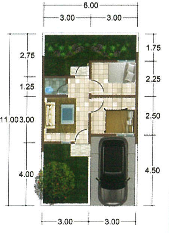 foto denah rumah tipe The Boulevard 30/66 perumahan Citra Swarna Riverside