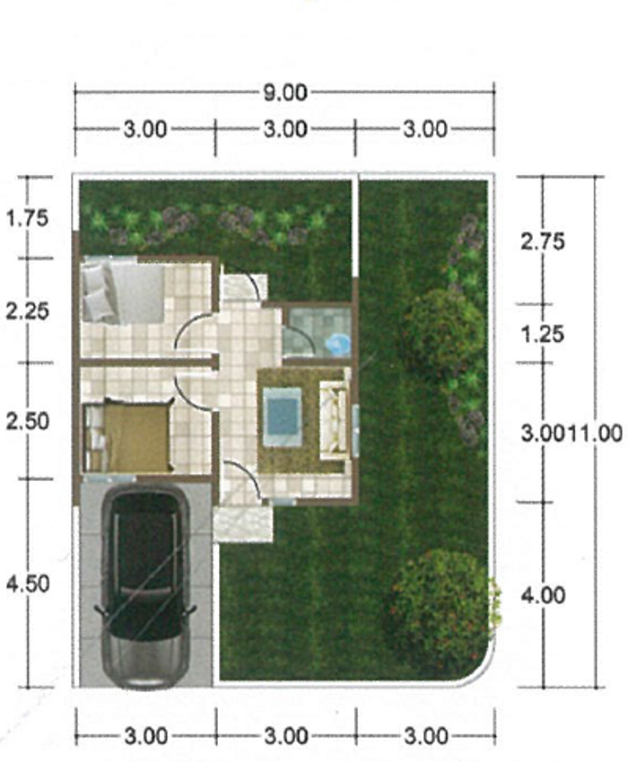 foto denah rumah tipe The Boulevard 30/99 perumahan Citra Swarna Riverside