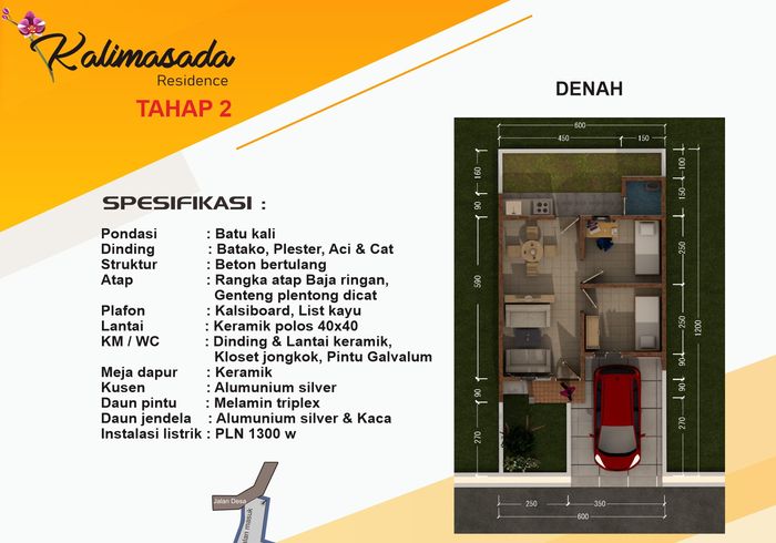 foto denah rumah tipe 36 perumahan Kalimasada Residence Tahap 2